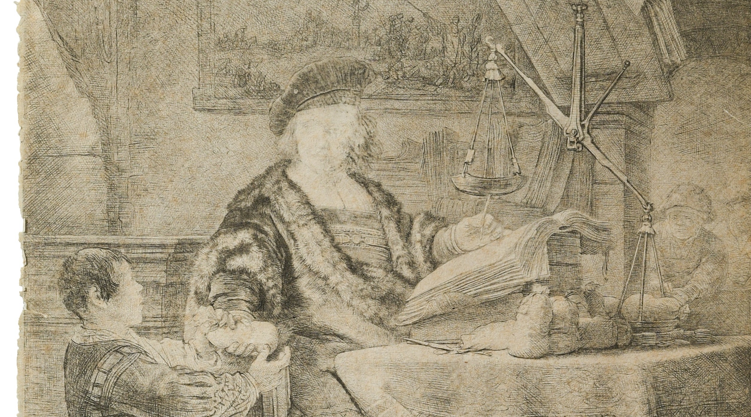 Rare Rembrandt counterproof of “The Goldweigher” achieves £22,100 