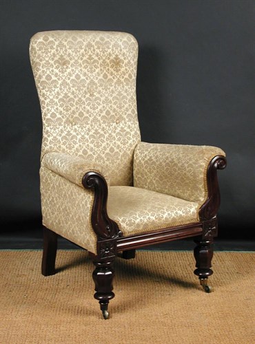 Lot 904 - A William IV mahogany framed high back armchair