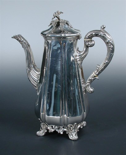 Lot 359 - A mid Victorian silver coffee pot