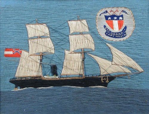 Lot 655 - A mid 19th century woolwork of 'CSS Georgia'