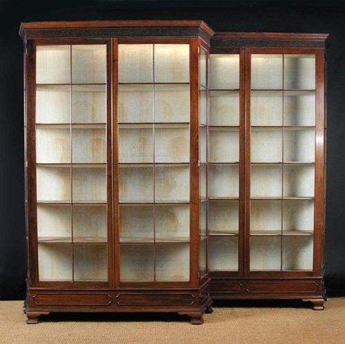 Lot 849 - A pair of George III style mahogany display cabinets, circa 1910