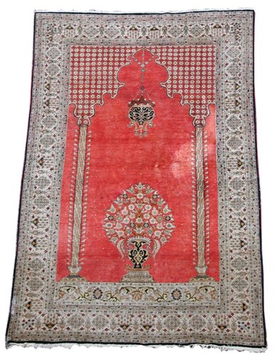 Lot 934 - A Qum silk prayer rug