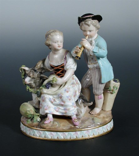 Lot 37 - A 20th century Meissen group of two children