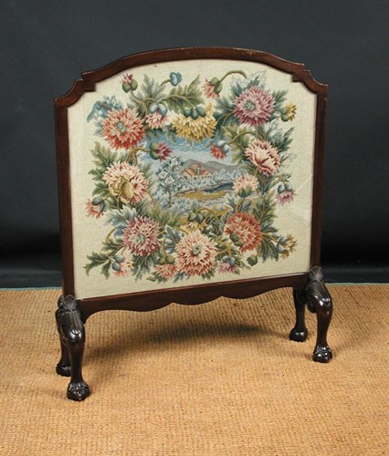 Lot 909 - An Edwardian mahogany framed fire screen