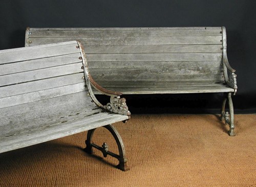 Lot 919 - A pair of late 19th century cast iron framed garden benches