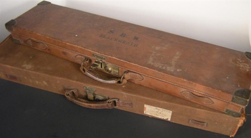 Lot 636 - A Fred T. Baker small bore brass bound leather motoring case