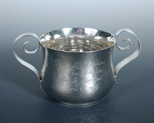 Lot 154 - An Edwardian silver porringer, the shaped bowl...