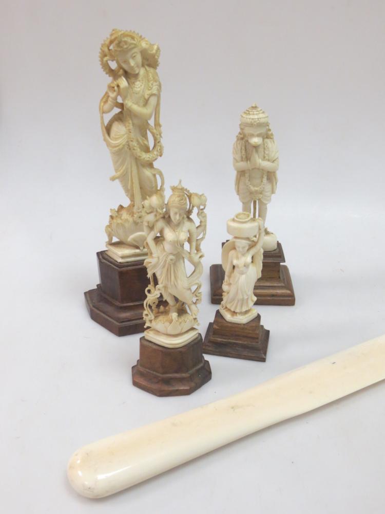 Lot 19 - A Victorian ivory page turner and four early