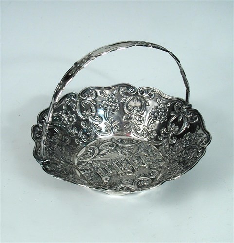 Lot 81 - A Victorian silver 'Castle series' sweetmeat basket by Nathaniel Mills