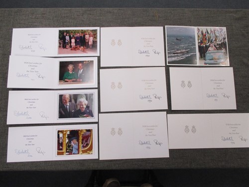 Lot 123 - Five HM Queen Elizabeth II and HRH Prince Philip, Duke of Edinburgh signed Christmas cards