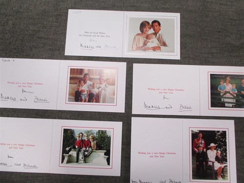 Lot 126 - TRH The Prince and Princess of Wales, five signed Christmas cards