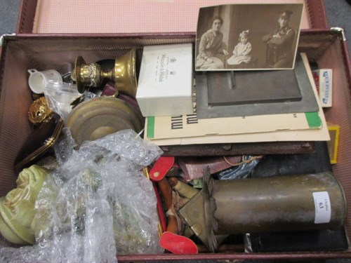 Lot 63 - A case of WWI period trench art, ornaments and...
