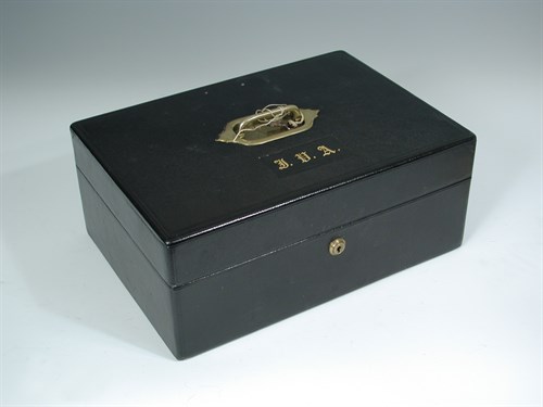 Lot 227 - An early 20th century  black leather writing case