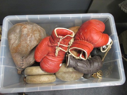 Lot 229 - A leather portmanteau, leather Rugby balls,...