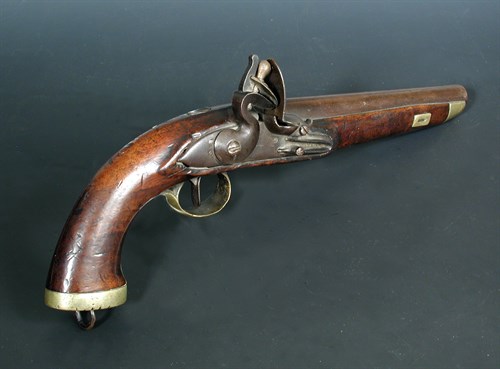 Lot 94 - A flintlock Tower type pistol, plain barrel...