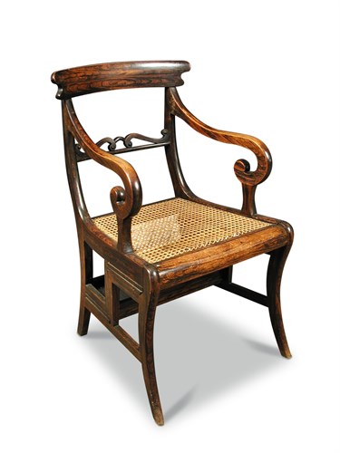 Lot 380 - A Regency faux rosewood metamorphic library chair