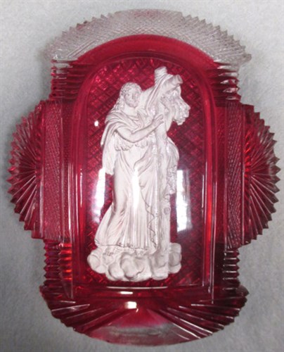 Lot 274 - An 1830s sulphide of Christ on a red ground, probably Baccarat