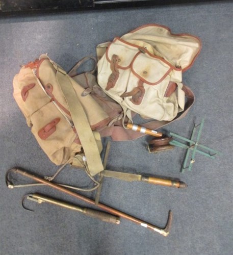 Lot 182 - Two Brady canvas and leather fishing bags