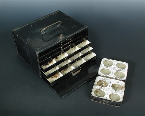 Lot 188 - J Bernard & Son, black tin fly box