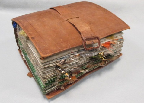 Lot 193 - A 1930s large leather bound fly maker's book