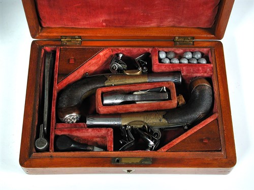 Lot 98 - Henry Wood, Halstead, a cased pair of pocket pistols
