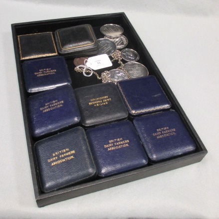 Lot 51 - Eleven large silver Fresian and Royal Agricultural Society prize medals