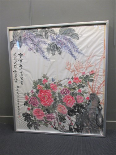 Lot 530 - Wang Aijun (contemporary), three floral...
