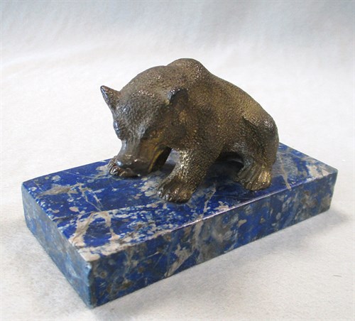 Lot 43 - A Russian bronze bear mounted on a lapis...