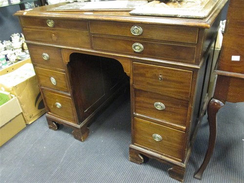 Lot 382 - A 19th century mahogany kneehole desk, 79 x 95...
