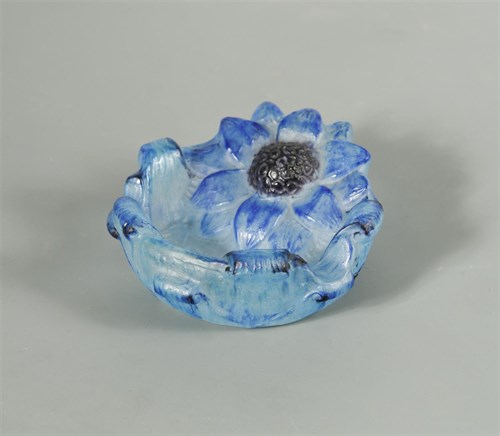 Lot 5 - Gabriel Argy-Rousseau, (French, 1885-1963), a pâte-de-verre glass Blue Lotus ashtray