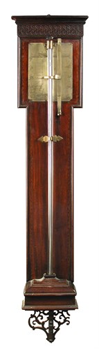 Lot 337 - A George III mahogany stick barometer by 'N. Greenwood, Halifax'