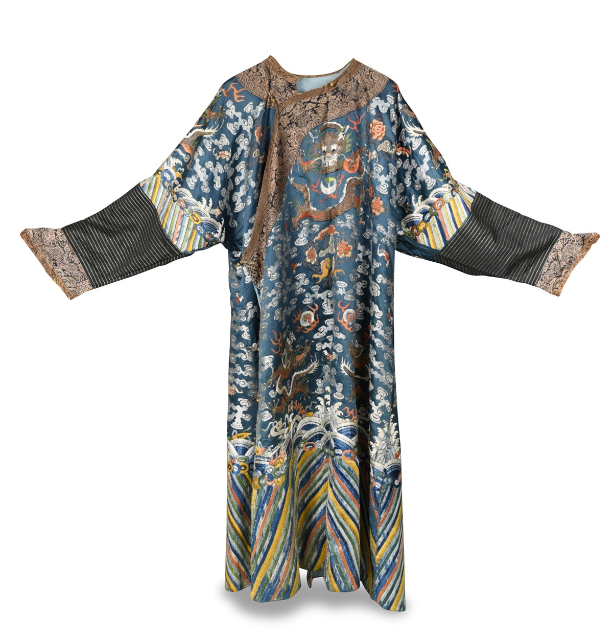 Lot 165 - A Chinese Court Blue Dragon Robe Jifu,  late 19th century