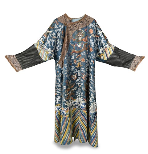 Lot 165 - A Chinese Court Blue Dragon Robe Jifu,  late 19th century