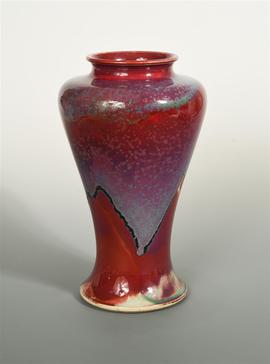 Lot 33 - A good Ruskin high-fired flambé vase, 1910,