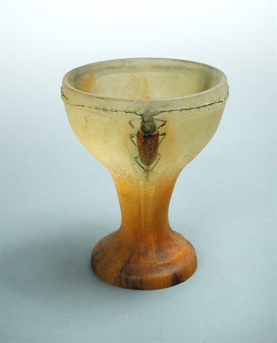 Lot 15 - Amalric Walter (French, 1870–1959) and Henri Berge (French 1870-1937), a pâte-de-Verre glass beetle vase, circa 1925