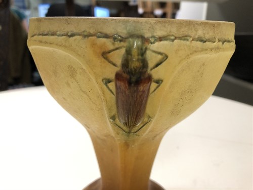 Lot 15 - Amalric Walter (French, 1870–1959) and Henri Berge (French 1870-1937), a pâte-de-Verre glass beetle vase, circa 1925