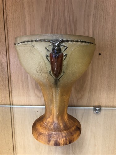 Lot 15 - Amalric Walter (French, 1870–1959) and Henri Berge (French 1870-1937), a pâte-de-Verre glass beetle vase, circa 1925