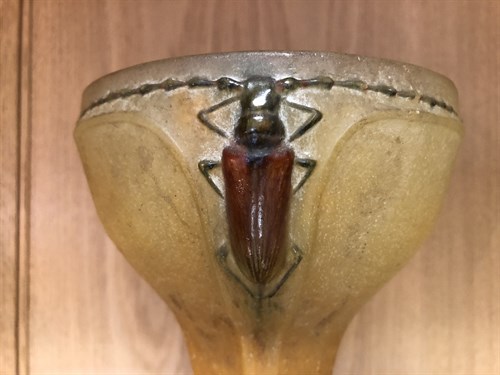 Lot 15 - Amalric Walter (French, 1870–1959) and Henri Berge (French 1870-1937), a pâte-de-Verre glass beetle vase, circa 1925