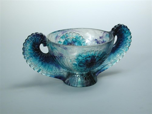 Lot 6 - Gabriel Argy-Rousseau, (French, 1885-1963), a pâte-de-verre glass twin-handled footed bowl