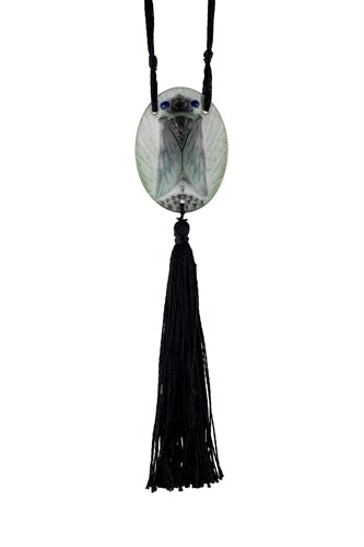 Lot 10 - Gabriel Argy-Rousseau, (French, 1885-1963), a pâte-de-verre glass Cicada pendant