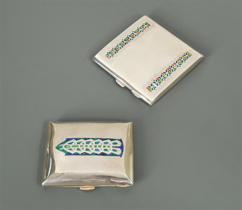 Lot 108 - Liberty & Co., a silver and enamel cigarette case attributed to Archibald Knox