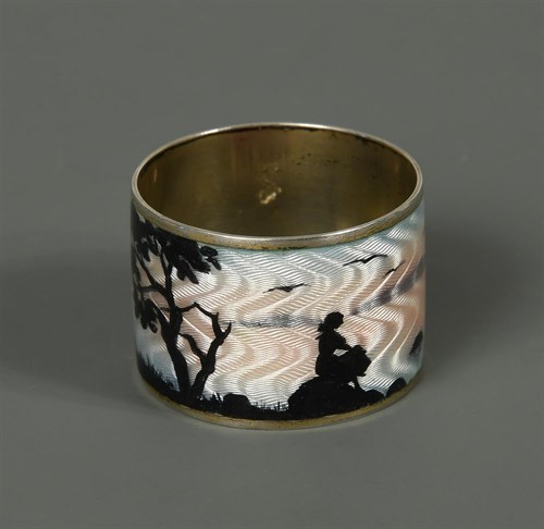 Lot 119 - A Norwegian metalwares and enamel napkin ring