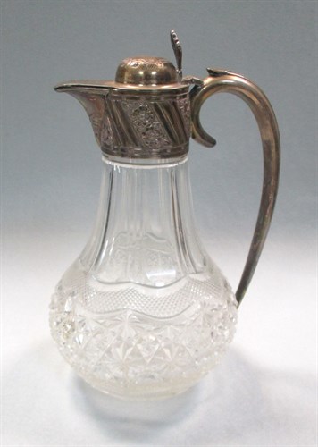 Lot 52 - A Victorian silver mounted glass claret jug