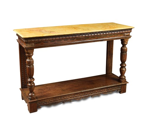 Lot 363 - A 17th century and later oak console table,...