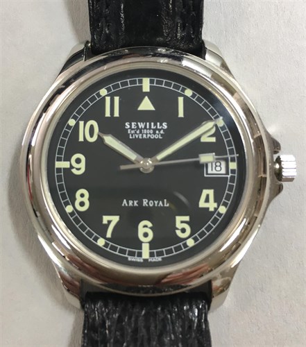 Lot 178 - Sewills - A gentleman's 'Ark Royal' military style steel wristwatch