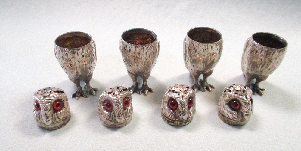 Lot 80 - Two pairs of matching Victorian silver novelty casters