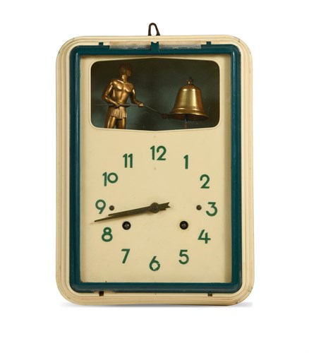 Lot 160 - A French 1950's white bakelite striking wall clock