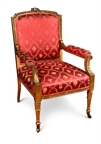 Lot 427 - A 19th century Continental gilt framed open armchair