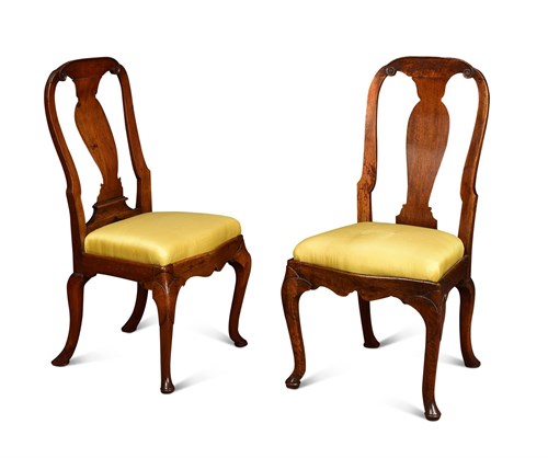 Lot 350 - A near pair of George I walnut side chairs