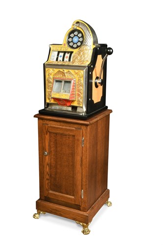 Lot 158 - A remanufactured Watling Rol-A-Top coin front Twin Jackpot slot machine